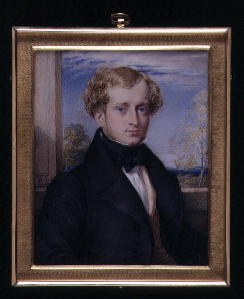 Retrato miniatura de um homem desconhecido, possivelmente um Sr. Ashby. de George Richmond
