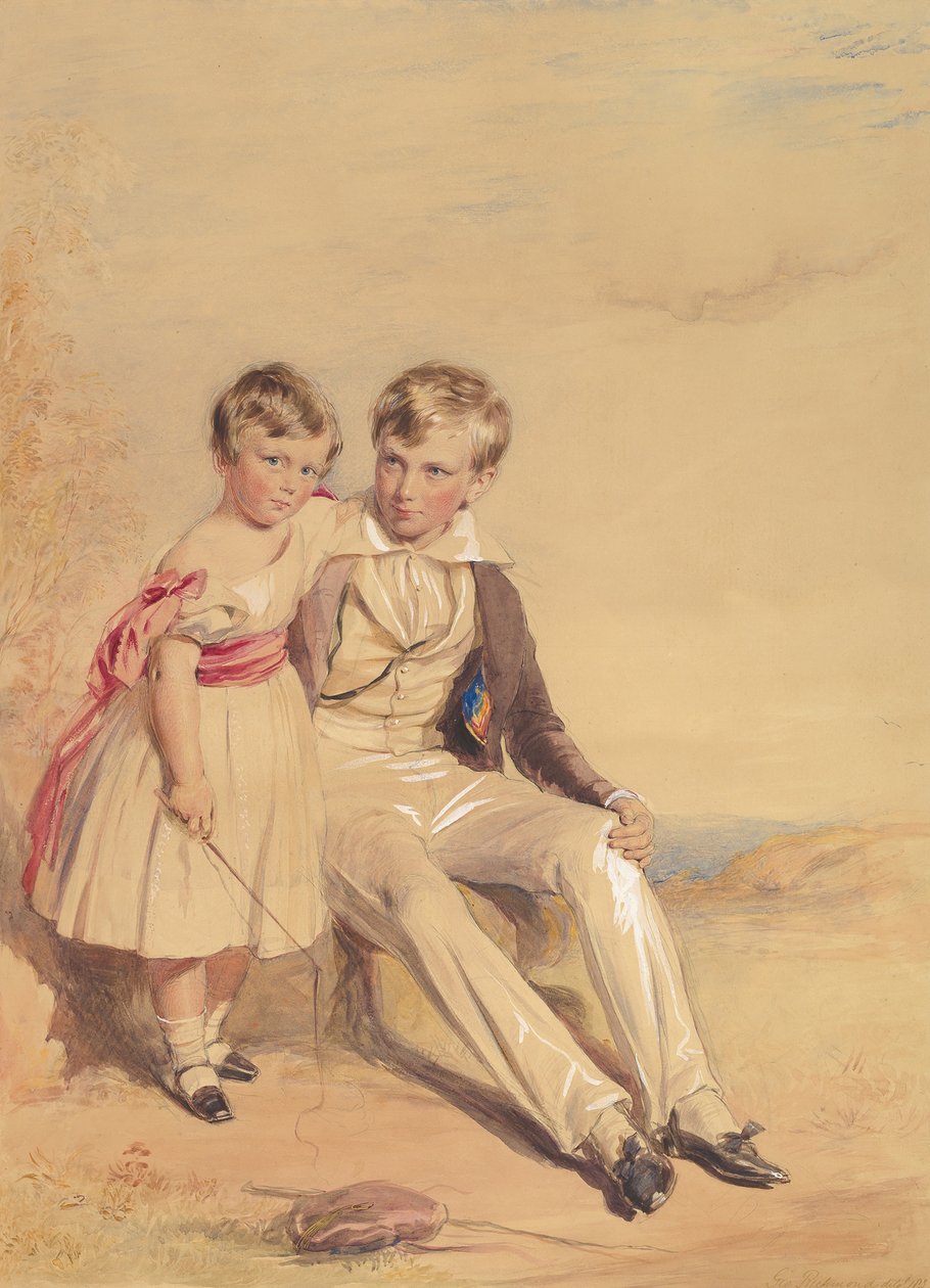 Retrato de duas crianças, 1837. de George Richmond