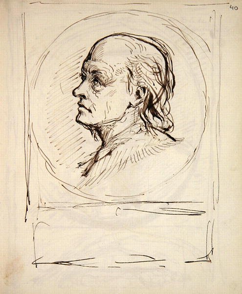 Retrato de William Blake, de um caderno usado pelo artista para esboços e notas (tinta sobre papel) de George Richmond
