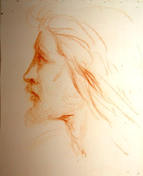 Estudo de retrato de Samuel Palmer, c.1828-29 (giz vermelho sobre papel) de George Richmond