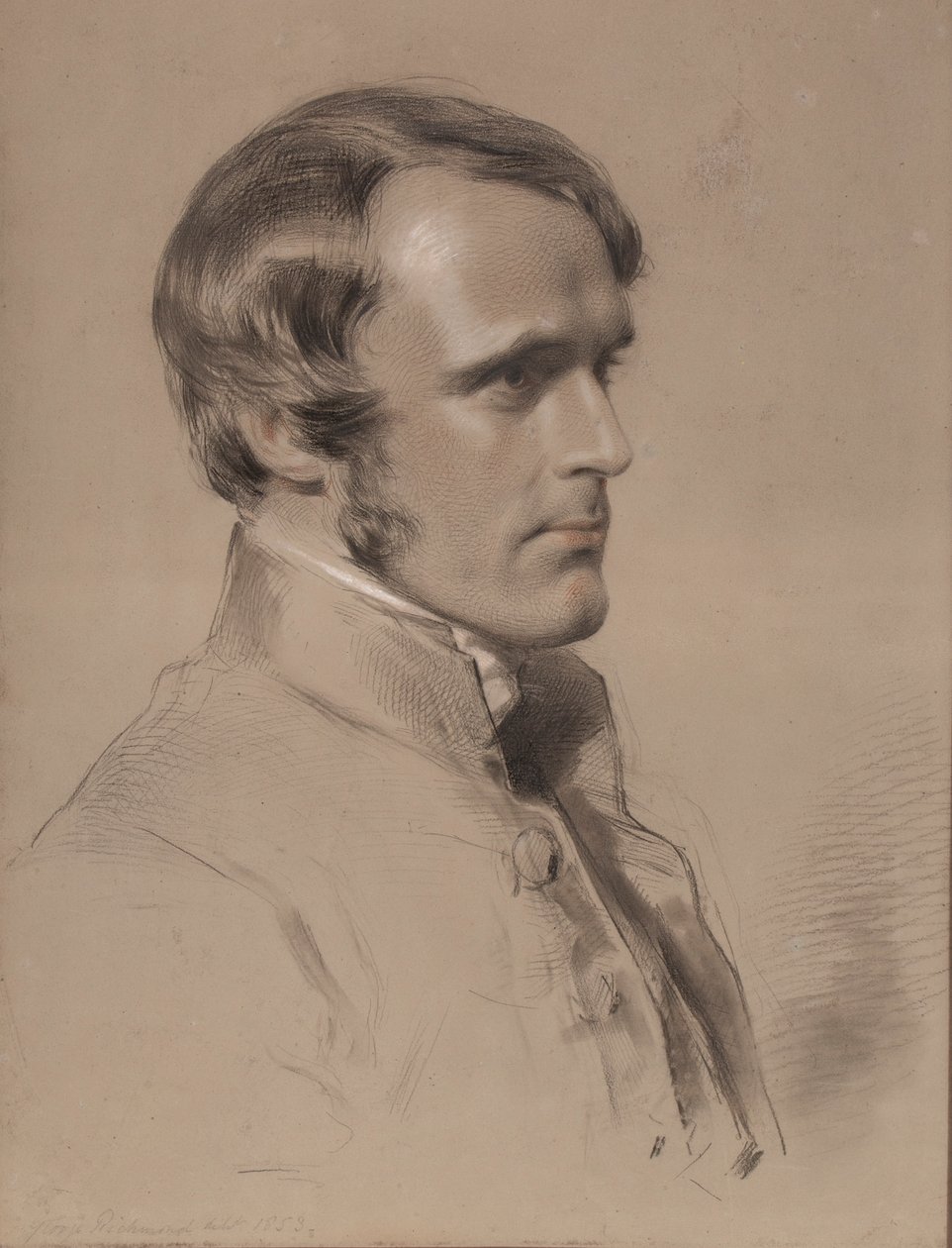 Rev. John Jackson, 1853 (giz preto, vermelho e branco sobre papel) de George Richmond