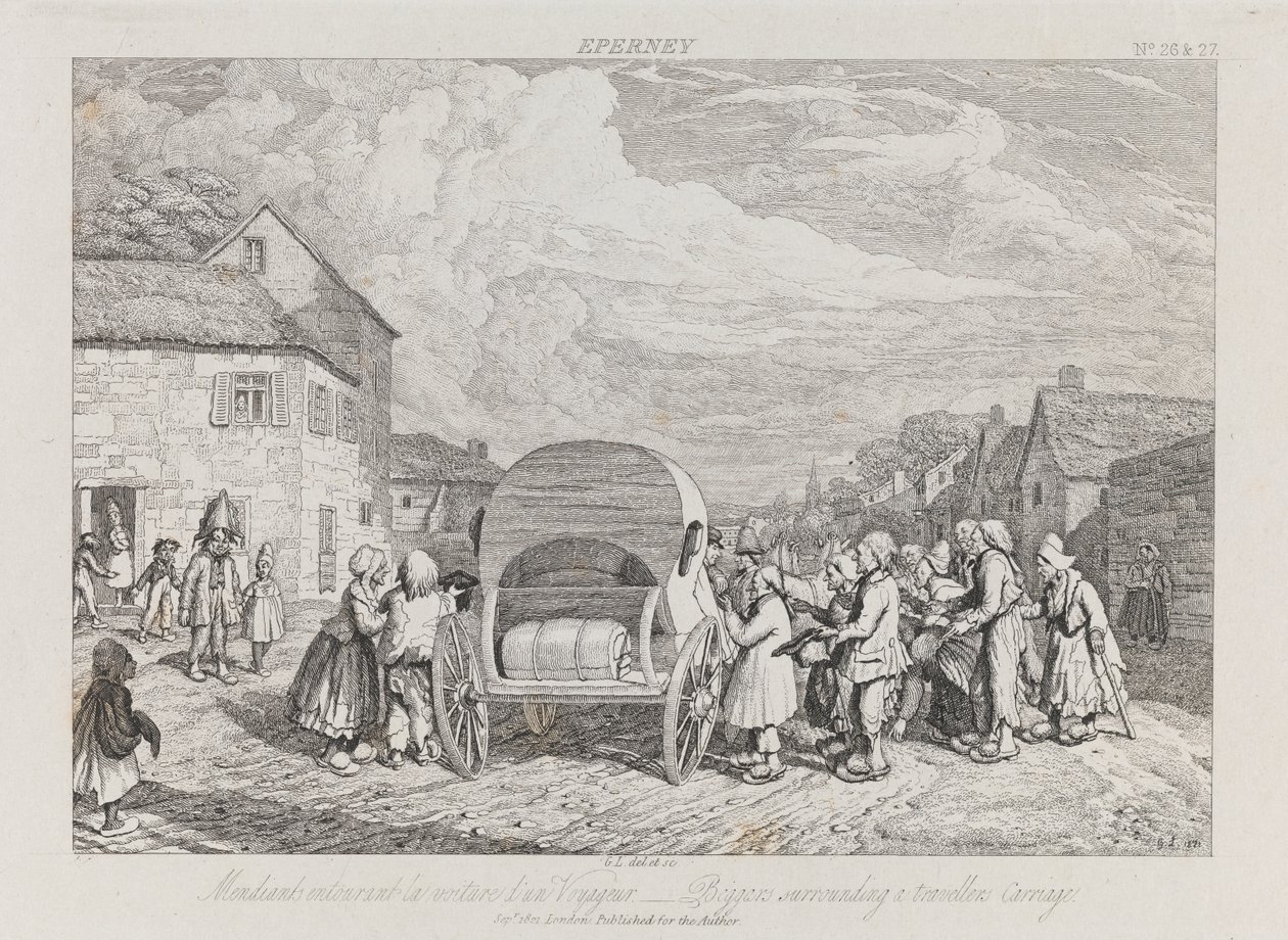 Beggars, Eperney, c.1821 (gravura) de George Robert Lewis