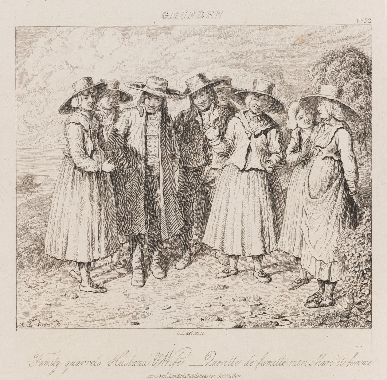 Family Quarrel, Gmunden, c.1821 (gravura) de George Robert Lewis