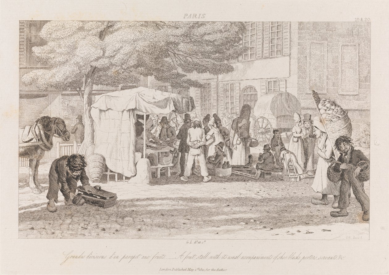 Fruit Stall, Paris, c.1821 (gravura) de George Robert Lewis