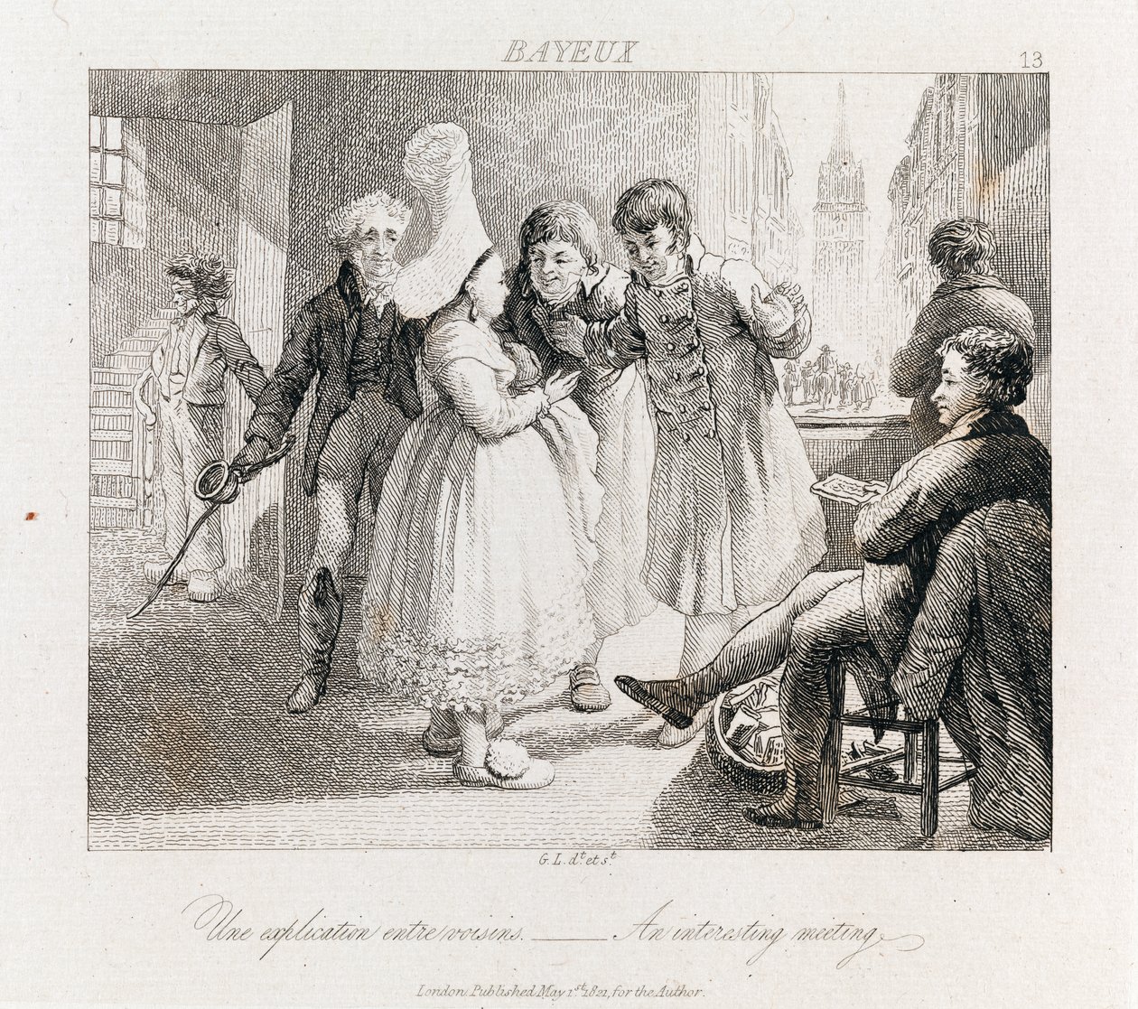Reunião Interessante - Bayeux, c.1821 (gravura) de George Robert Lewis