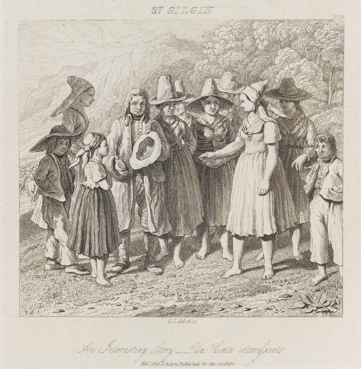 Interesting Story, St. Gilgin, c.1821 (gravura) de George Robert Lewis