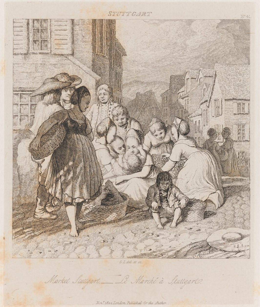 Market, Stuttgart, c.1821 (gravura) de George Robert Lewis