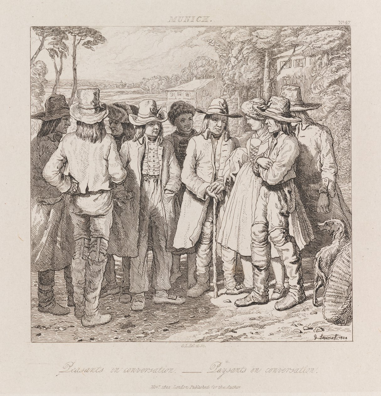 Peasants Conversing, Munich, c.1821 (gravura) de George Robert Lewis