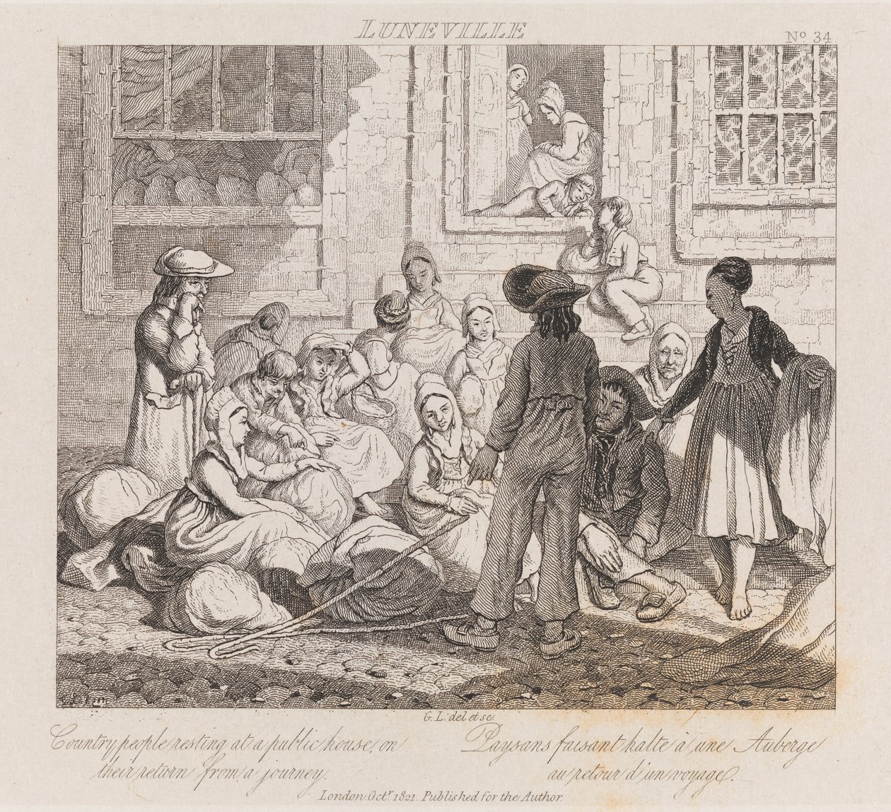 Peasants Resting, Luneville, c.1821 (gravura) de George Robert Lewis