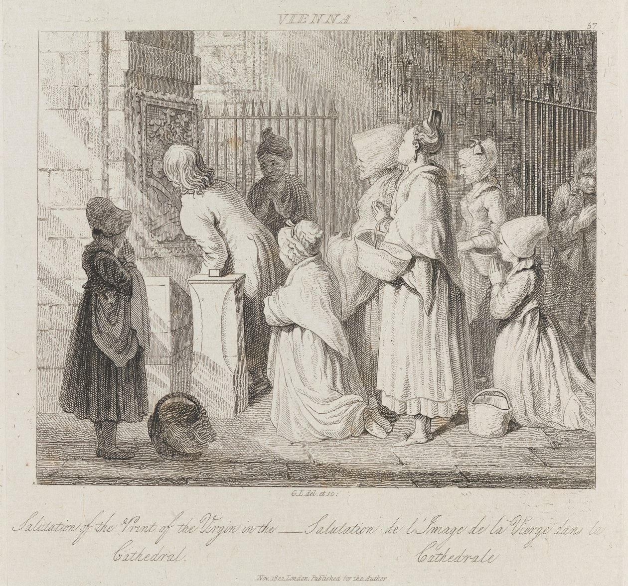 Saudando a Virgem, Viena, c.1821 (gravura) de George Robert Lewis