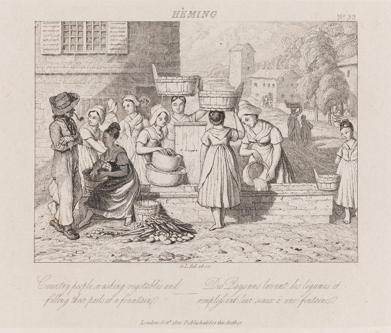 Lavando Vegetais, Heming, c.1821 (gravura) de George Robert Lewis