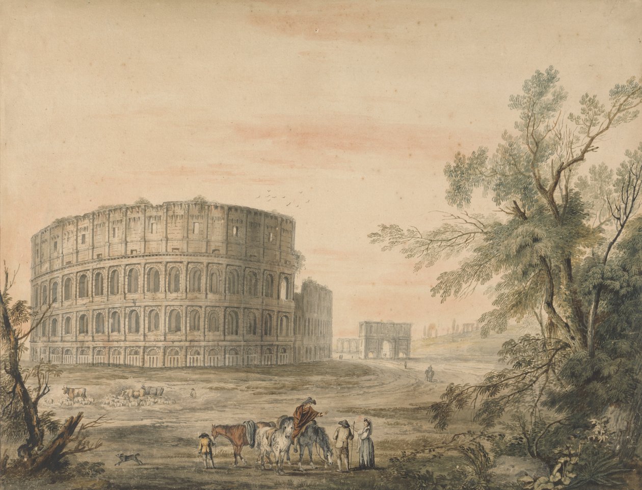Coliseu, Roma, com Arco à Esquerda de George Robertson