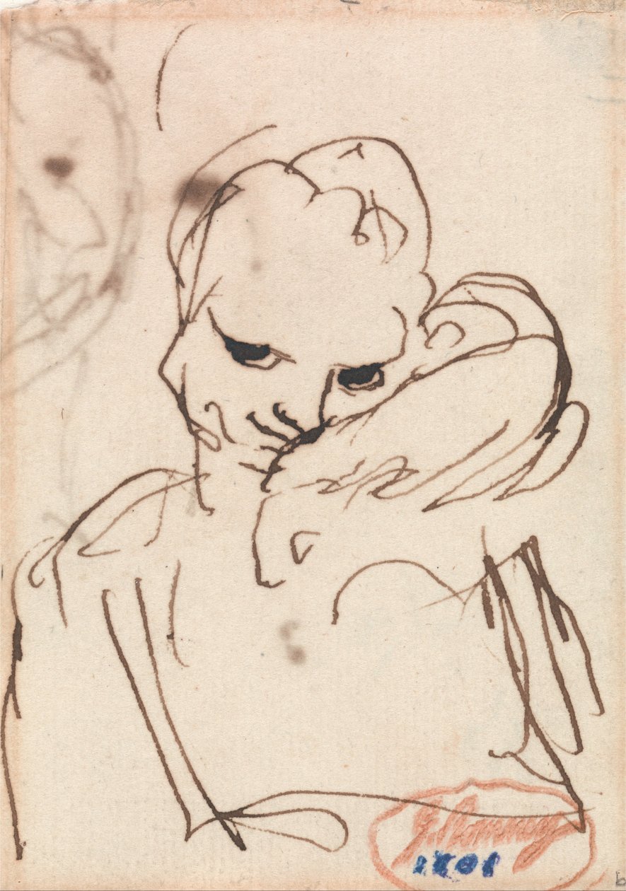 Uma rapariga com um coelho ou um cão de estimação ao ombro de George Romney