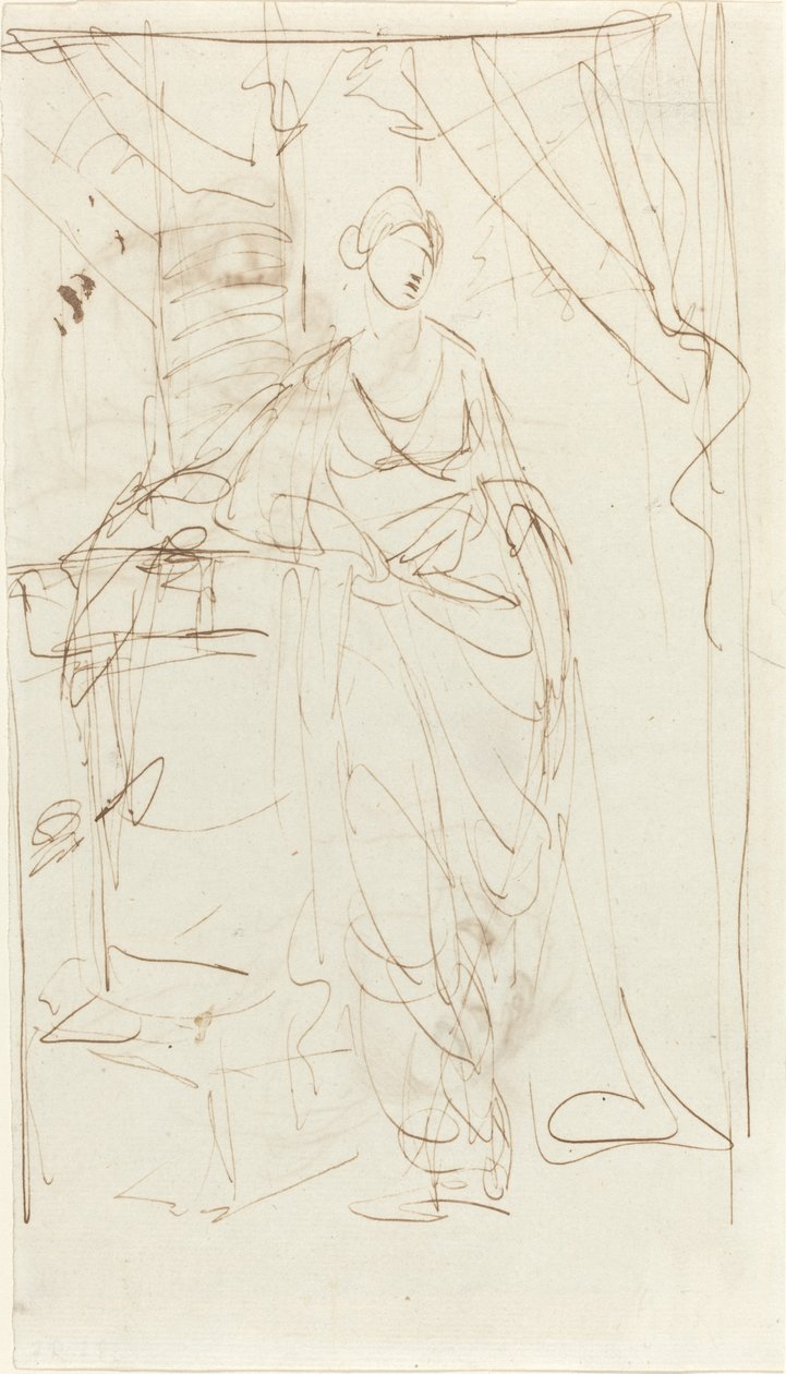 Uma Senhora Elegante em Vestido Clássico [reto] de George Romney