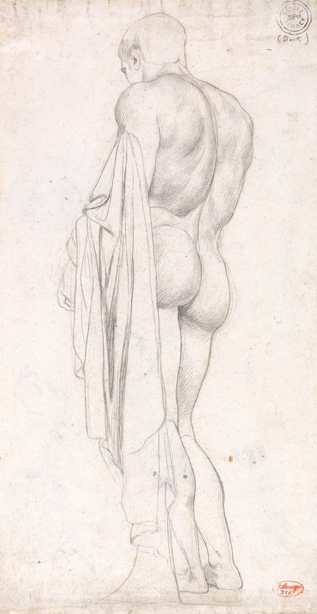 Vista de costas de uma figura masculina clássica em pé de George Romney