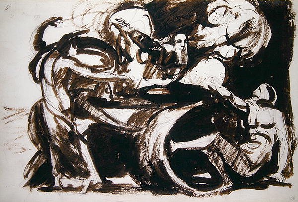 Sonho de Atossa (caneta e tinta e lavagem sobre grafite em papel) de George Romney