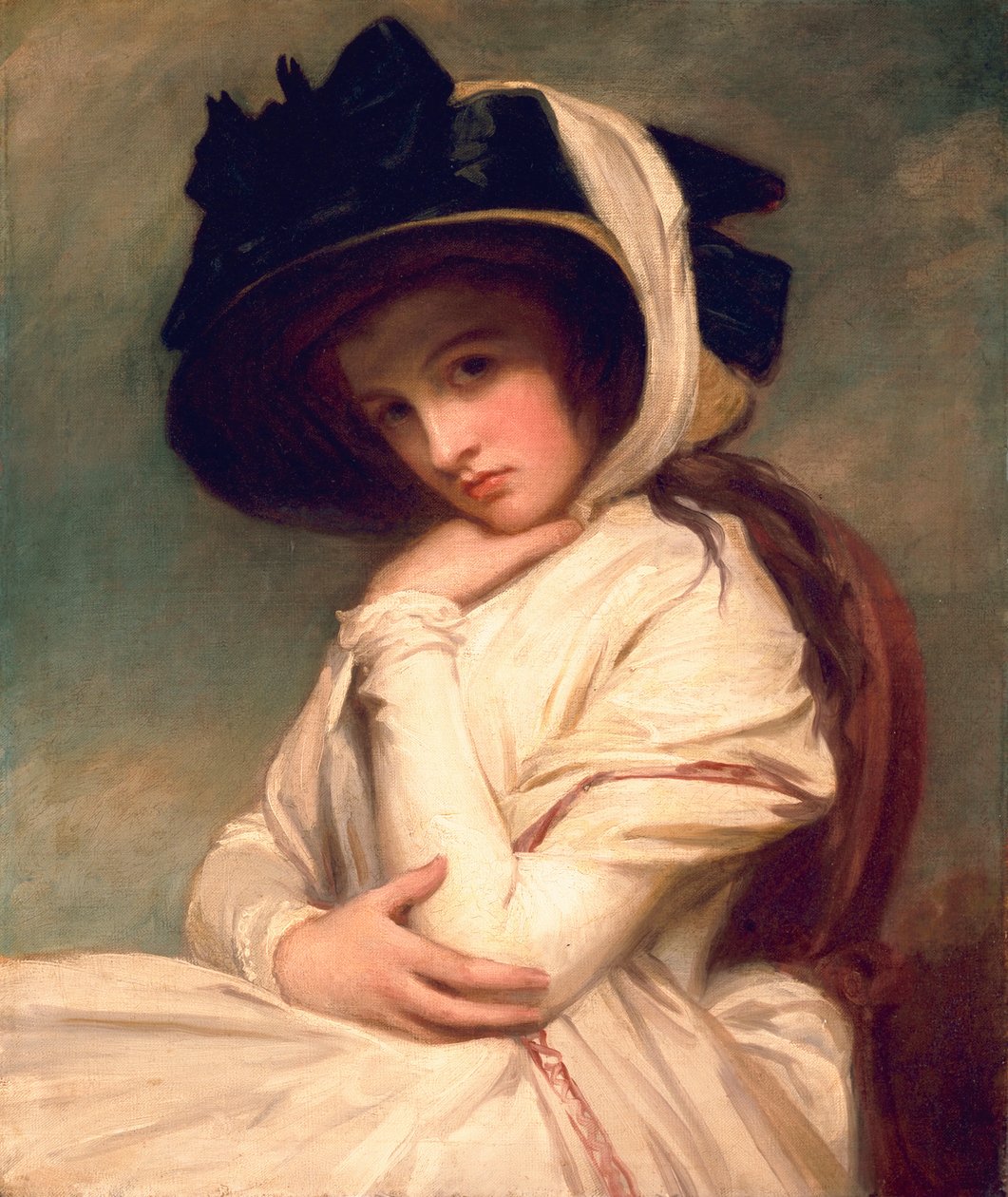 Emma Hart, mais tarde Lady Hamilton, em um chapéu de palha, c.1782-94 de George Romney