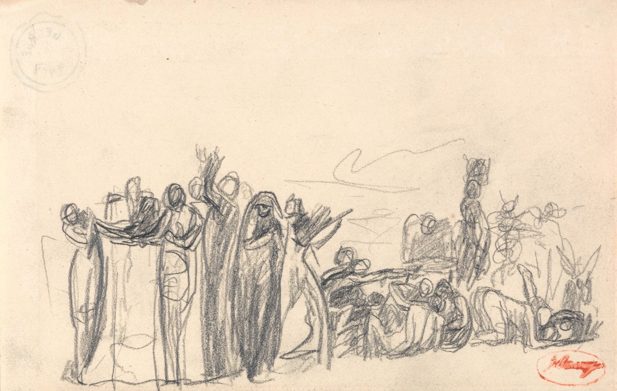 Estudo de composição de figuras de George Romney
