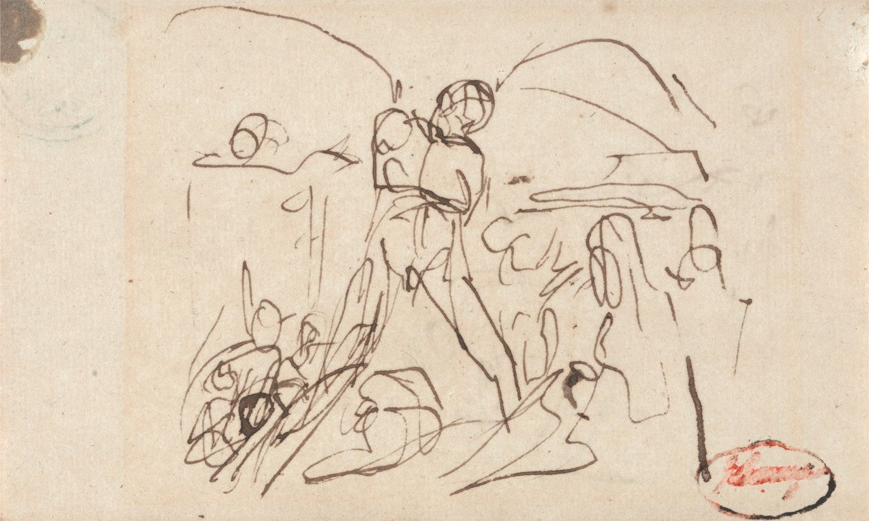 Composição figurativa; possivelmente Sansão e Dalila de George Romney