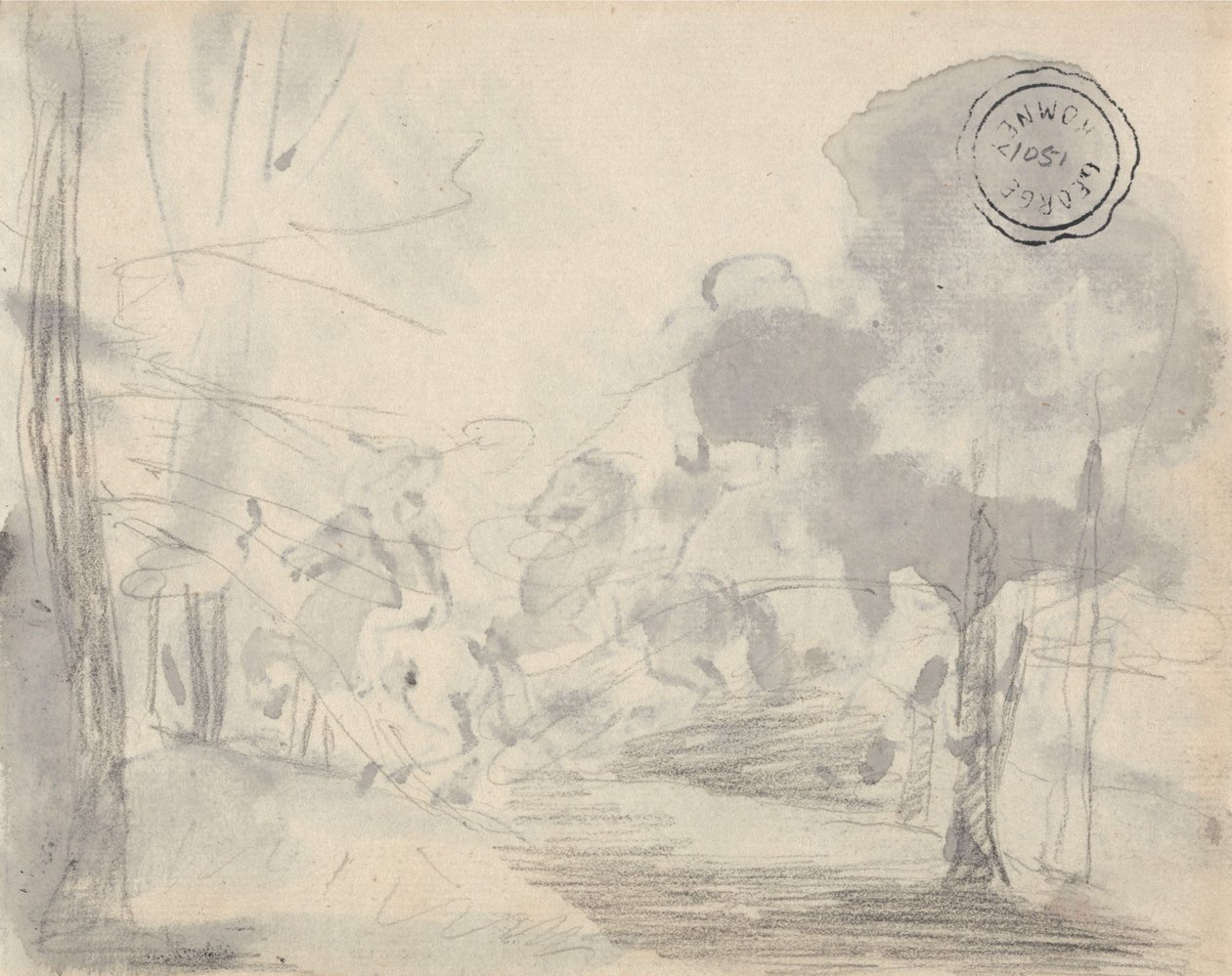 Clareira com árvores de George Romney
