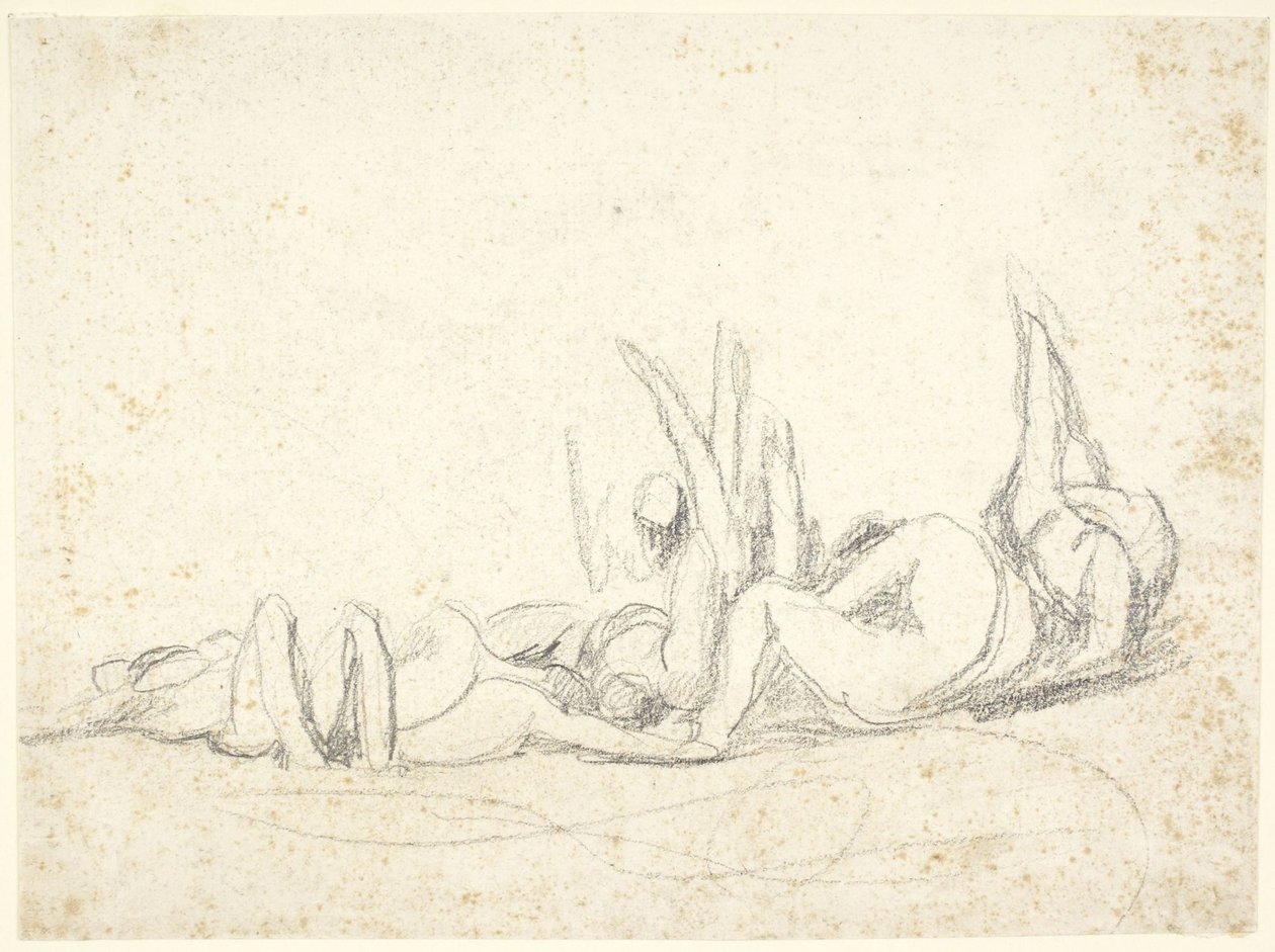 Grupo de figuras em sofrimento no chão  (esboço para «Howard visiting prisons») de George Romney