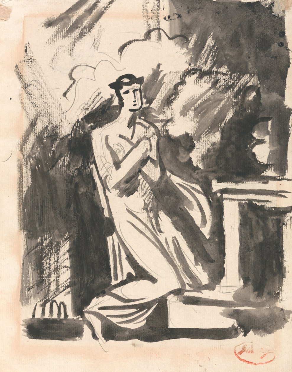 Ifigénia Ajoelhada perante um Altar de George Romney