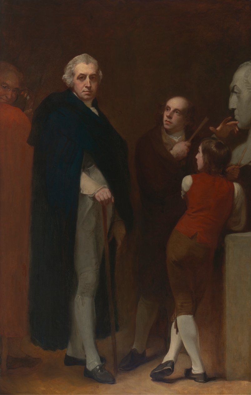 John Flaxman Modelando o busto de William Hayley de George Romney