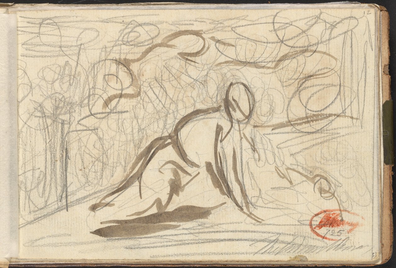 Figura ajoelhada, rodeada por outras figuras de George Romney