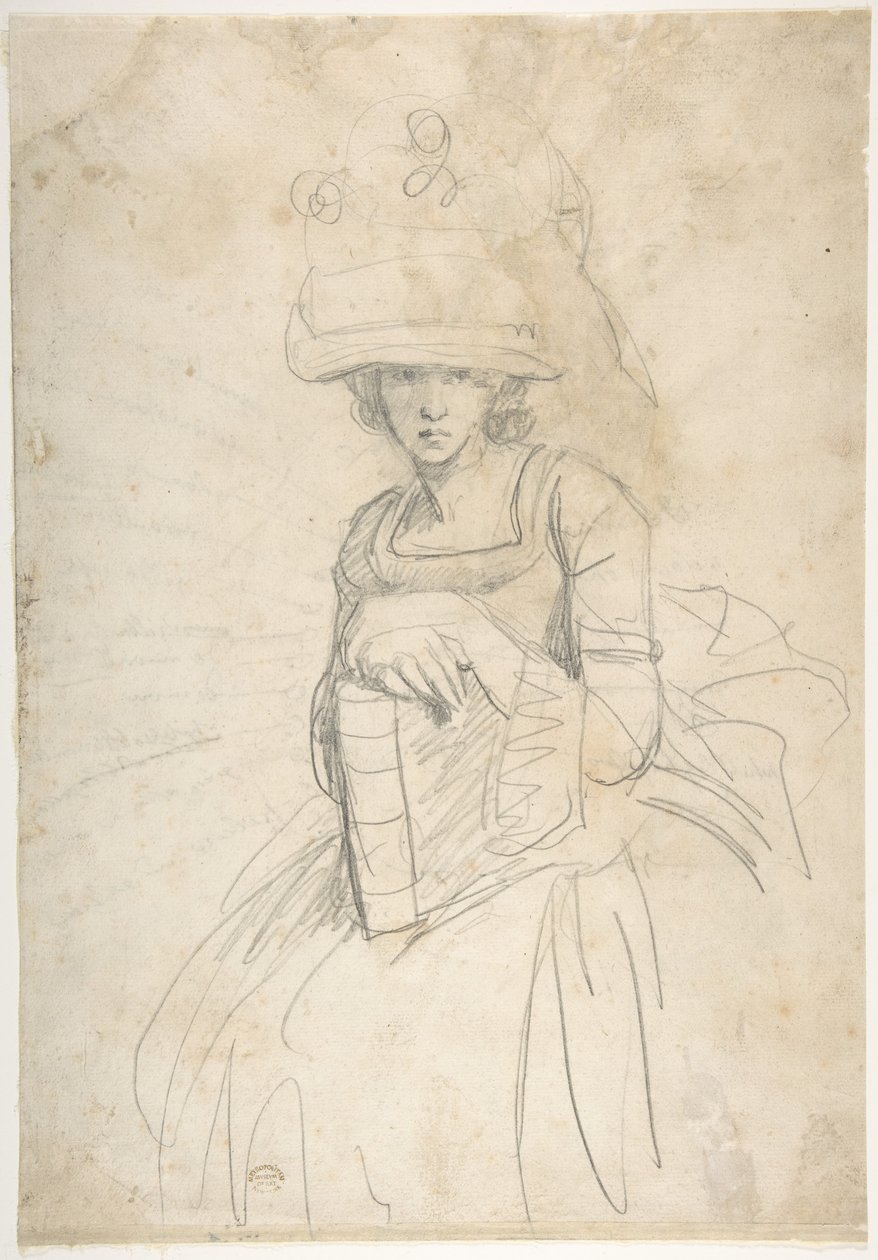 Senhora a segurar um livro (anverso); Esquema de disposição das cores numa paleta (verso) de George Romney