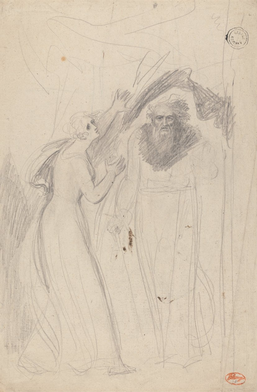 Senhora de pé junto a um pilar de George Romney