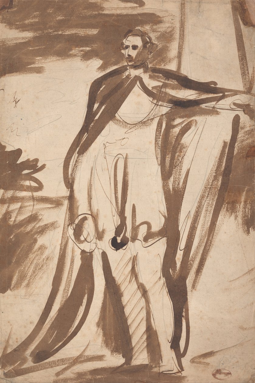 Lord Salisbury, de pé junto a um pilar de George Romney