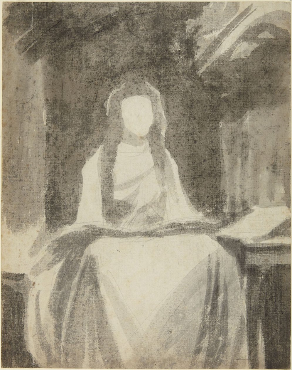 Estudo de retrato de Lady Hamilton como Santa Cecília de George Romney