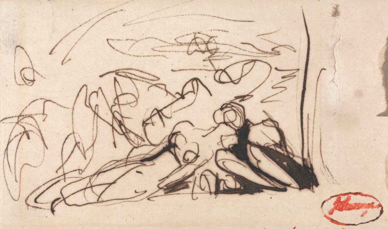 Mulher prostrada, assistida por duas figuras de George Romney