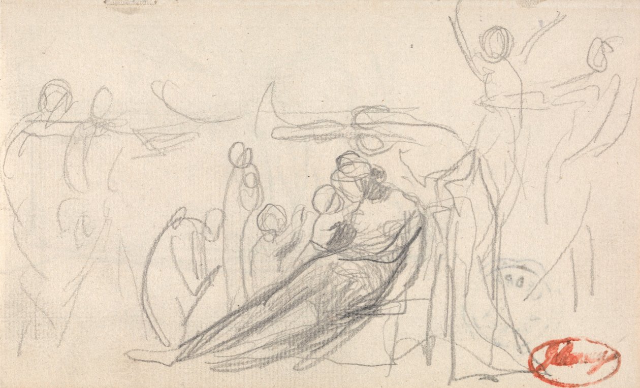 Figura Reclinada com Crianças e Outras Figuras de George Romney