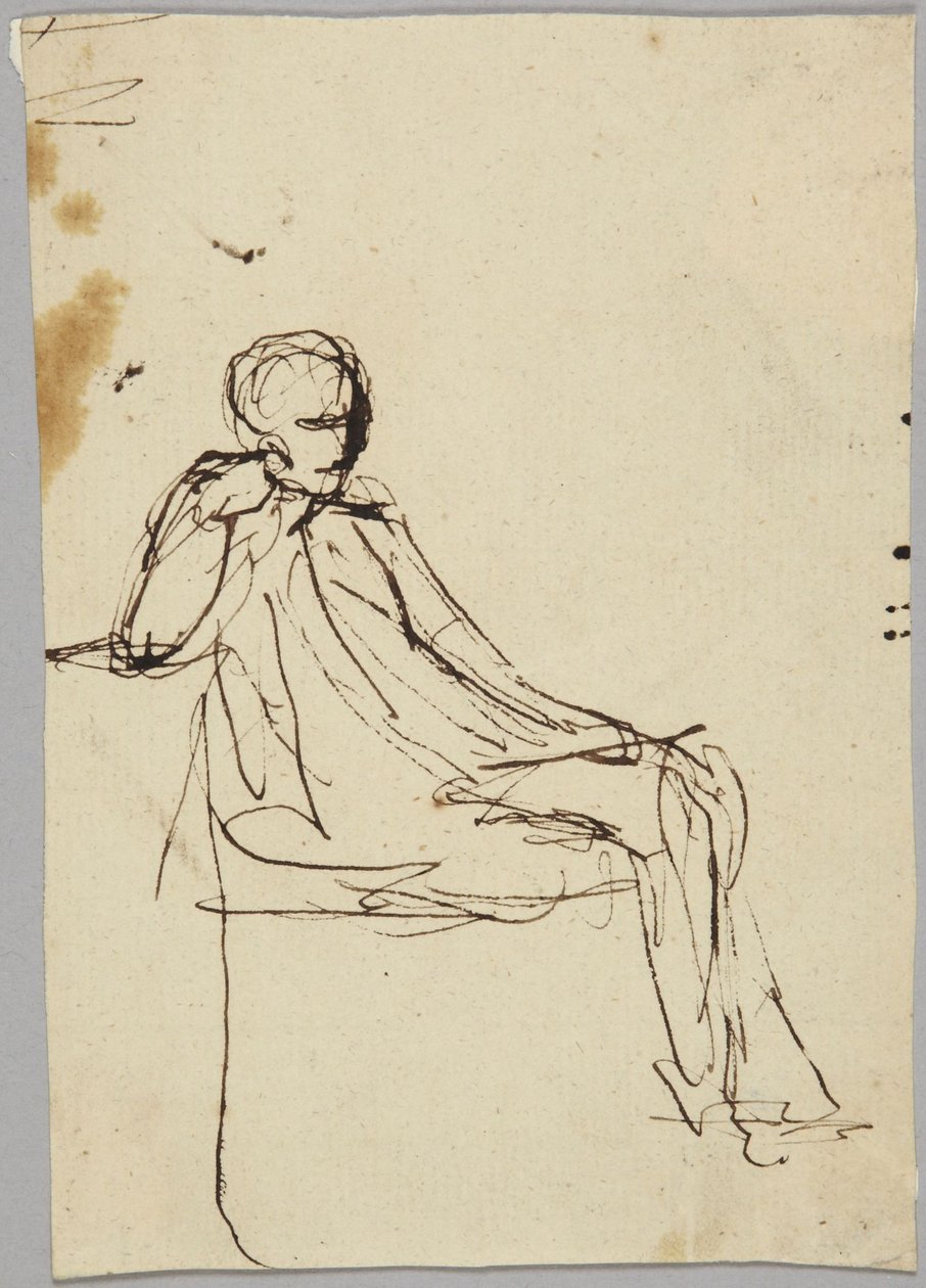 Figura masculina sentada, estudo de retrato de George Romney