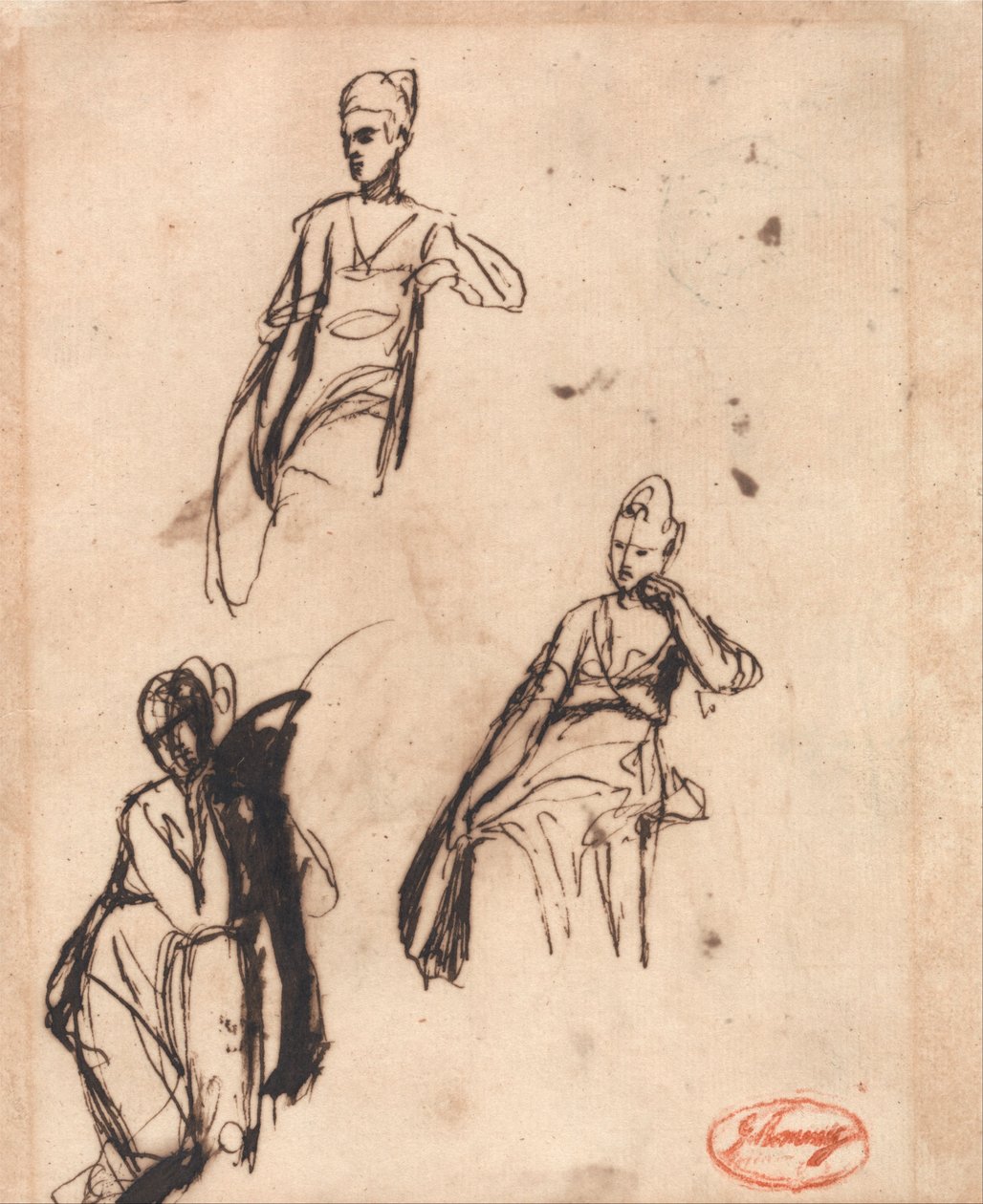 Mulher sentada: Três poses de George Romney