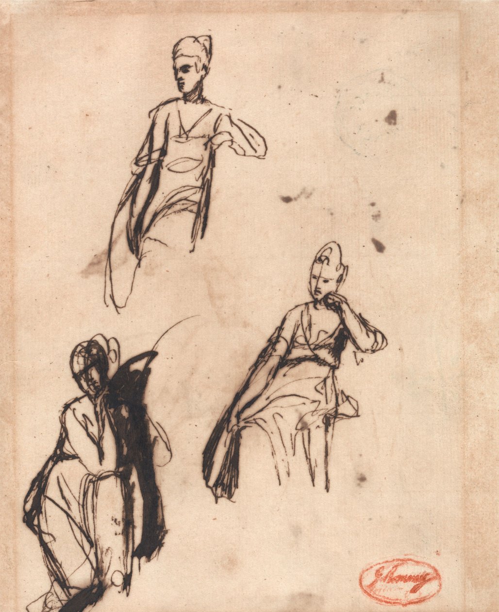 Mulher Sentada: Três Posições de George Romney