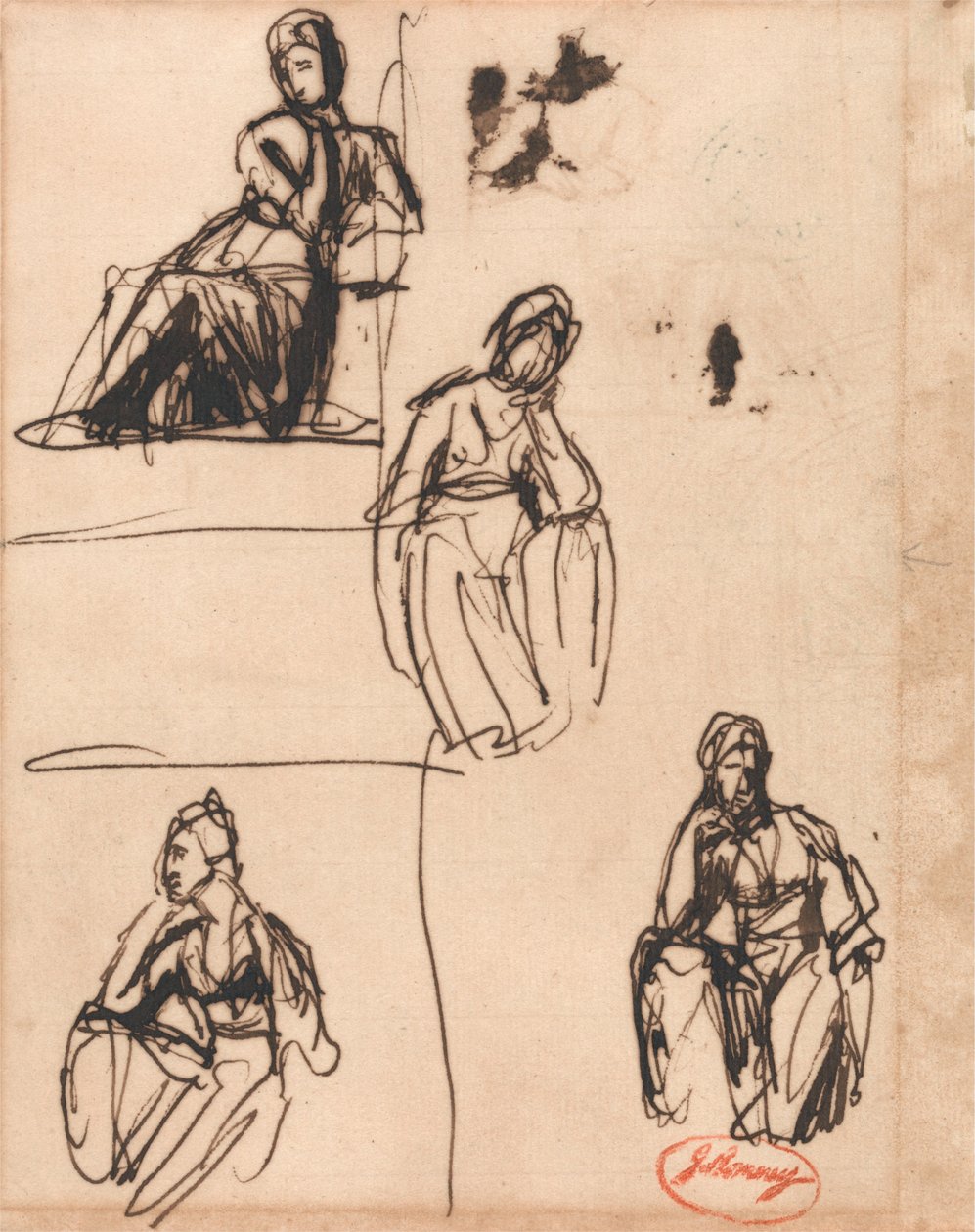 Mulher sentada e meio ajoelhada de George Romney
