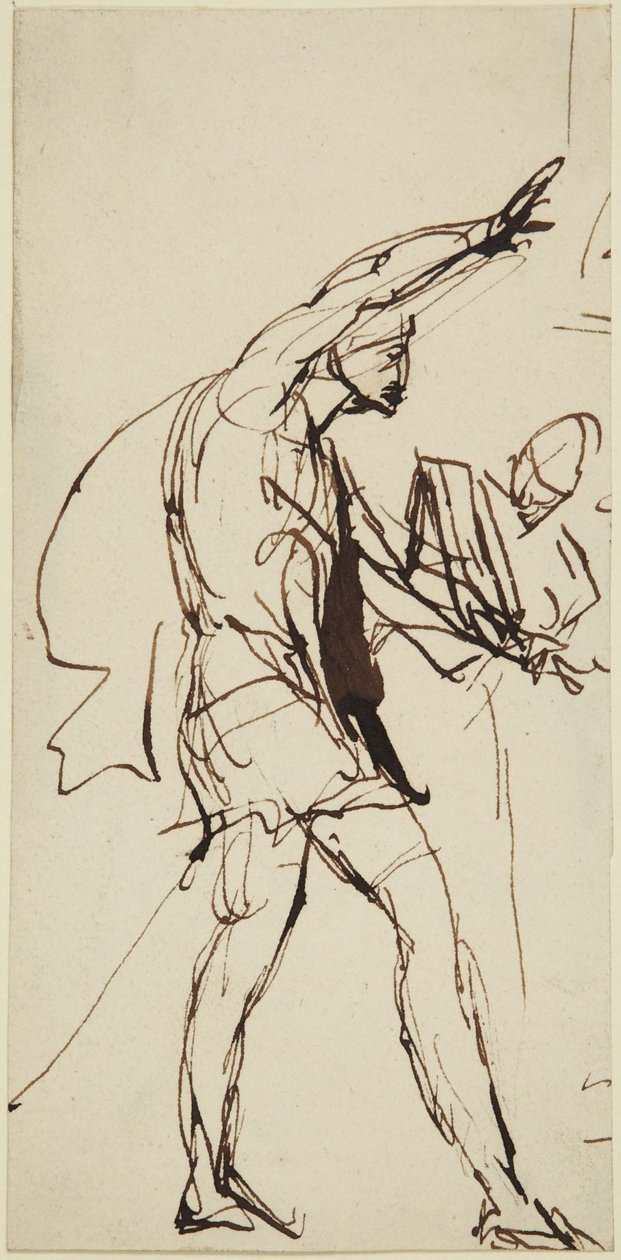 Esboço da personagem de Macbeth na cena do banquete da peça «Macbeth» de George Romney