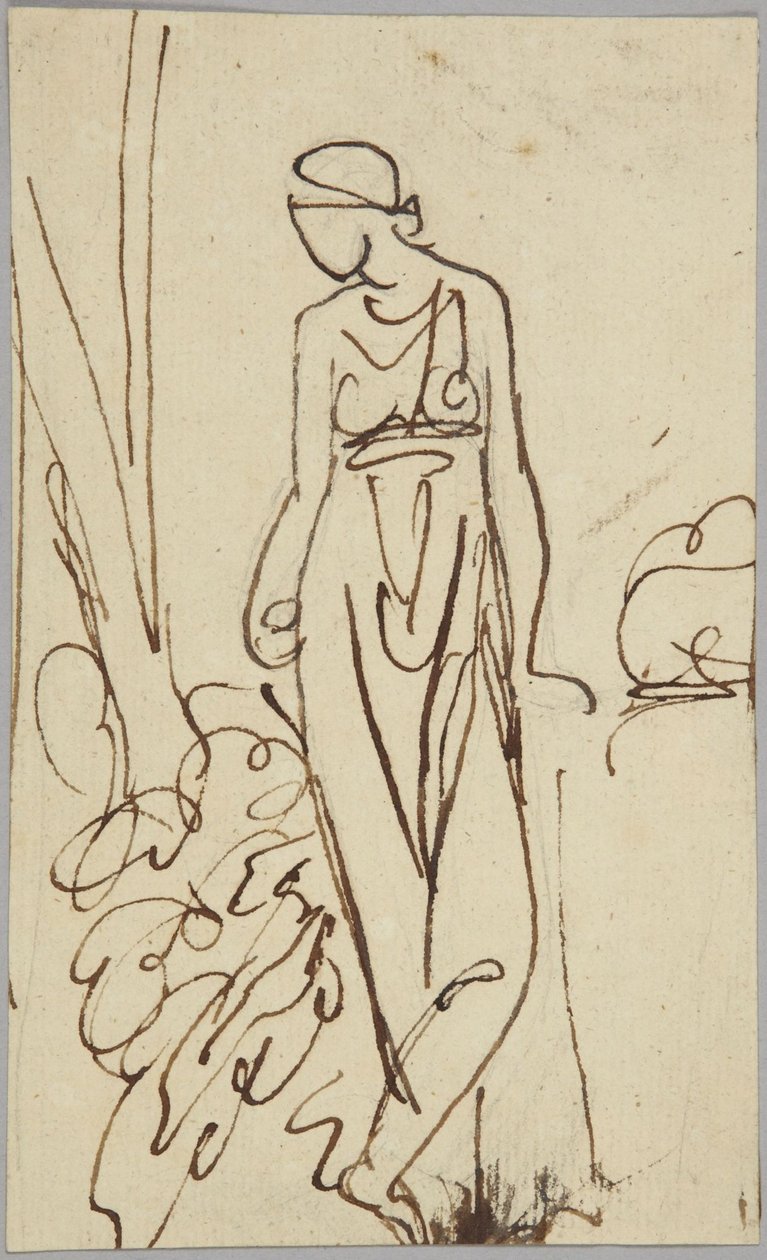 Figura feminina em pé, estudo de retrato de George Romney