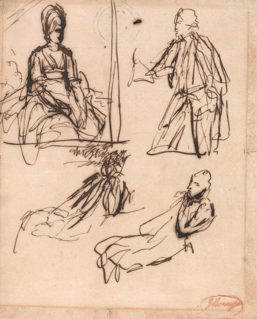 Estudos para os retratos de um homem e de uma mulher de George Romney