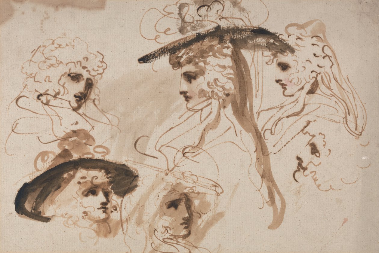 Estudos para a Cabeça de uma Senhora (Estudos da Cabeça de uma Mulher) de George Romney