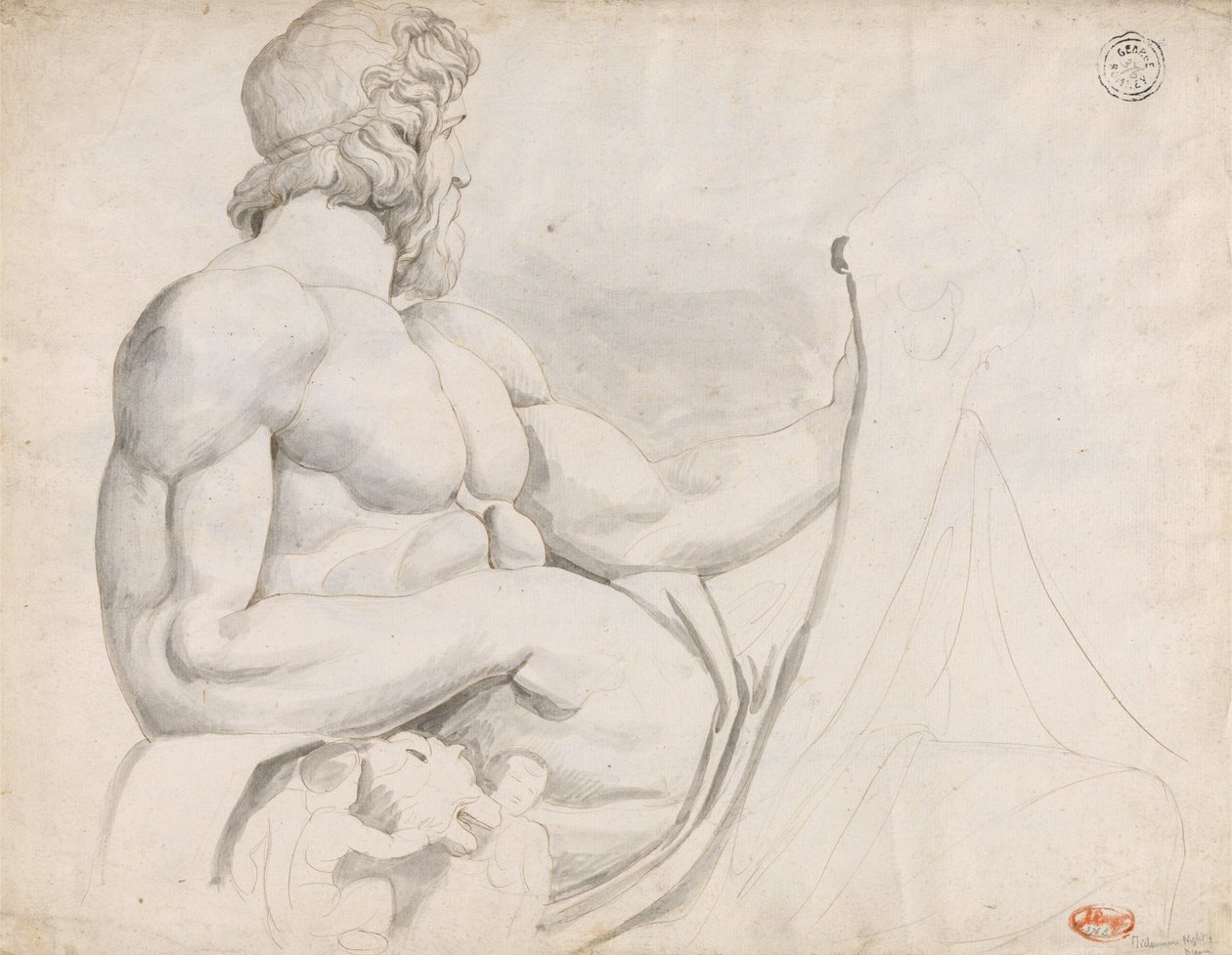 Estudo da escultura da divindade do rio Tíber de George Romney