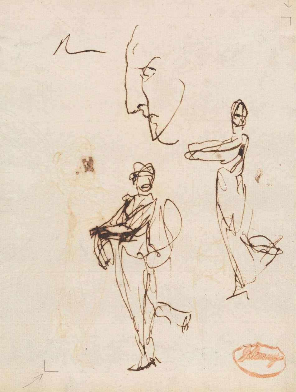 Estudo de duas figuras e um rosto de George Romney