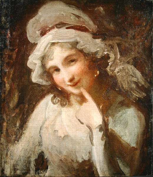 Estudo de uma Jovem Mulher Sorridente (óleo sobre tela) de George Romney