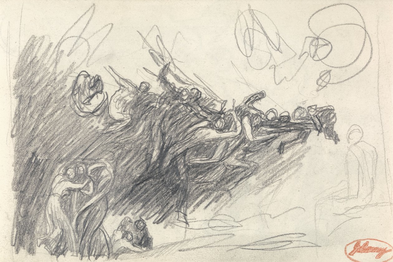 As Três Graças e Demônios zombando de Cristo por &39;A tentação de Cristo&39; (grafite em papel tecido) de George Romney