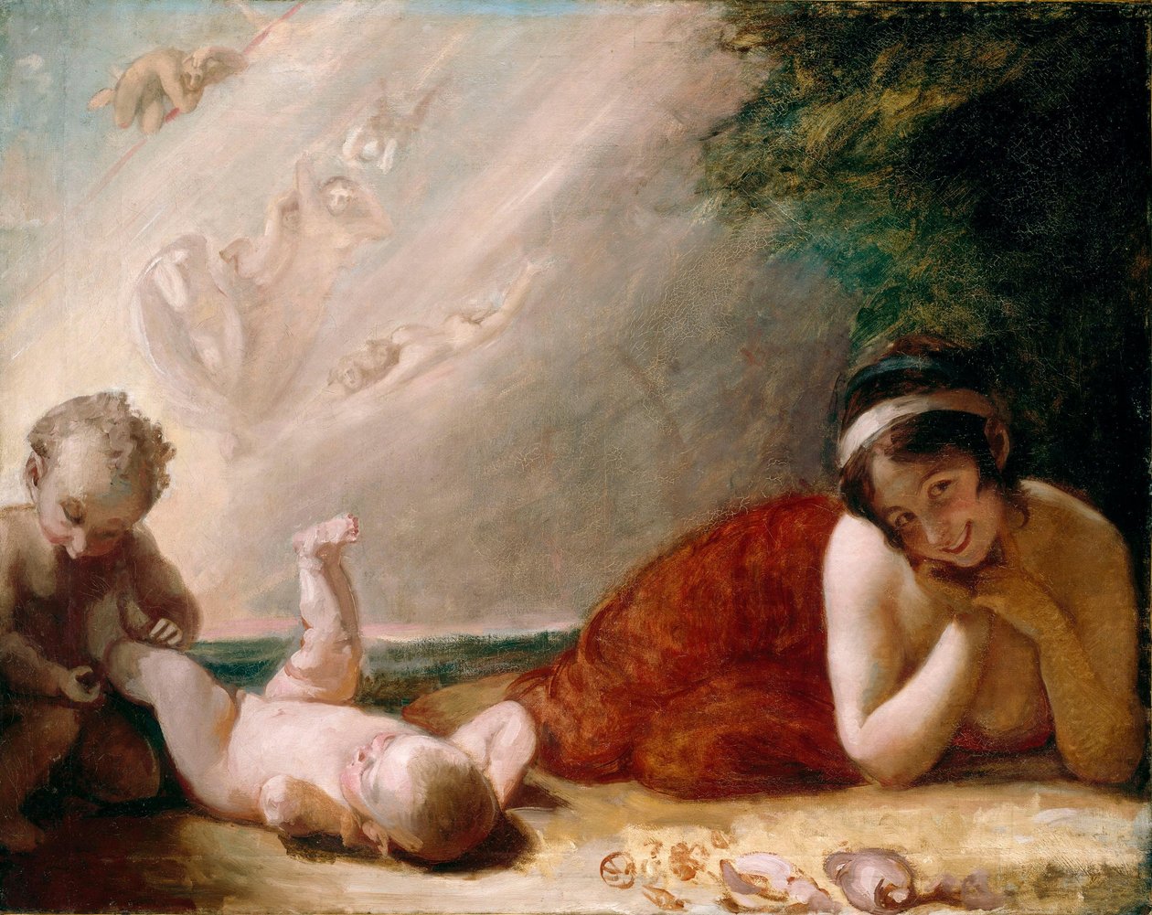 Titânia, Puck e o Criança-Troca, da peça «Sonho de uma Noite de Verão», de Shakespeare de George Romney