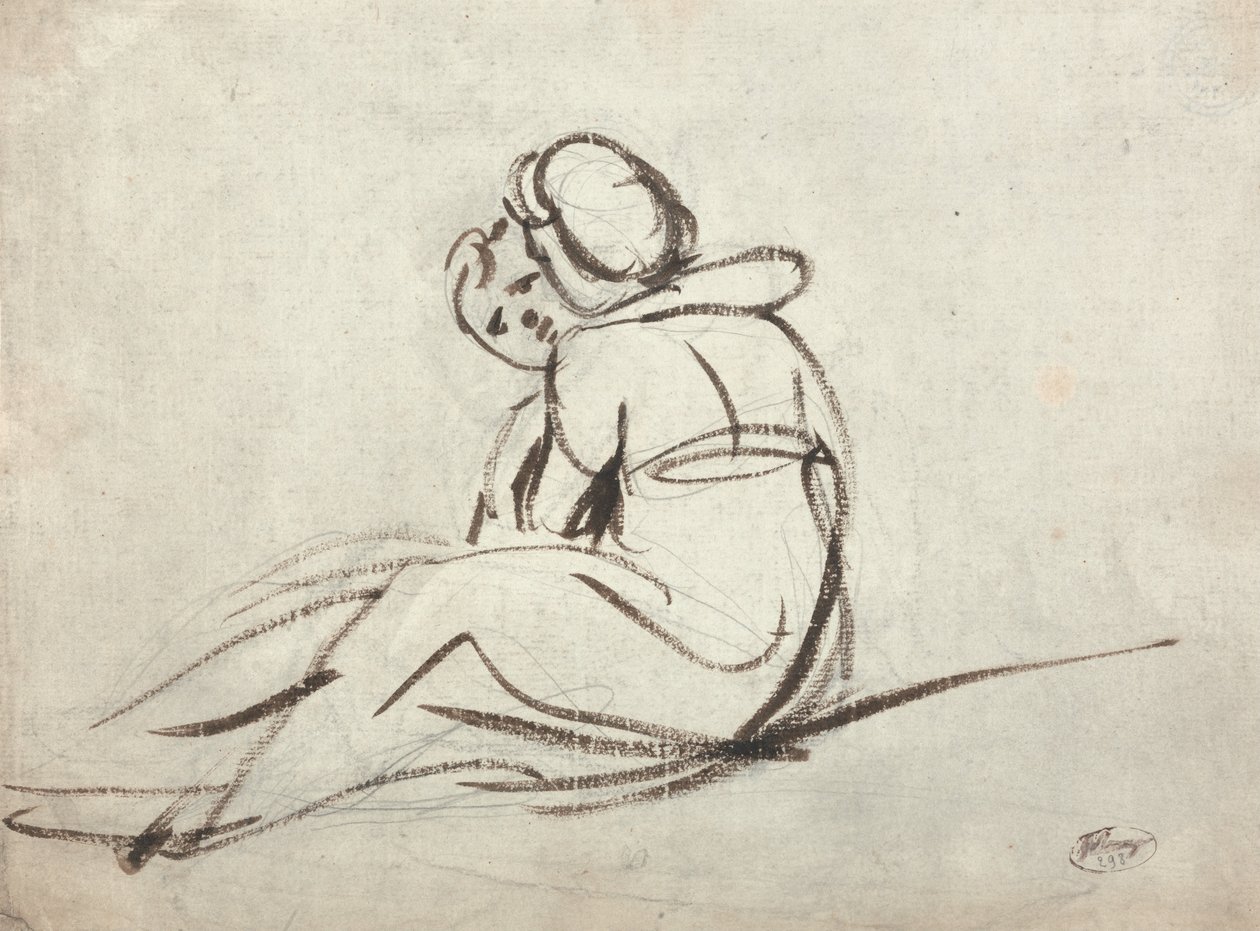 Duas crianças a abraçarem-se de George Romney