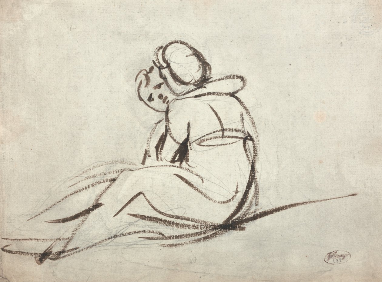 Duas crianças a abraçarem-se de George Romney