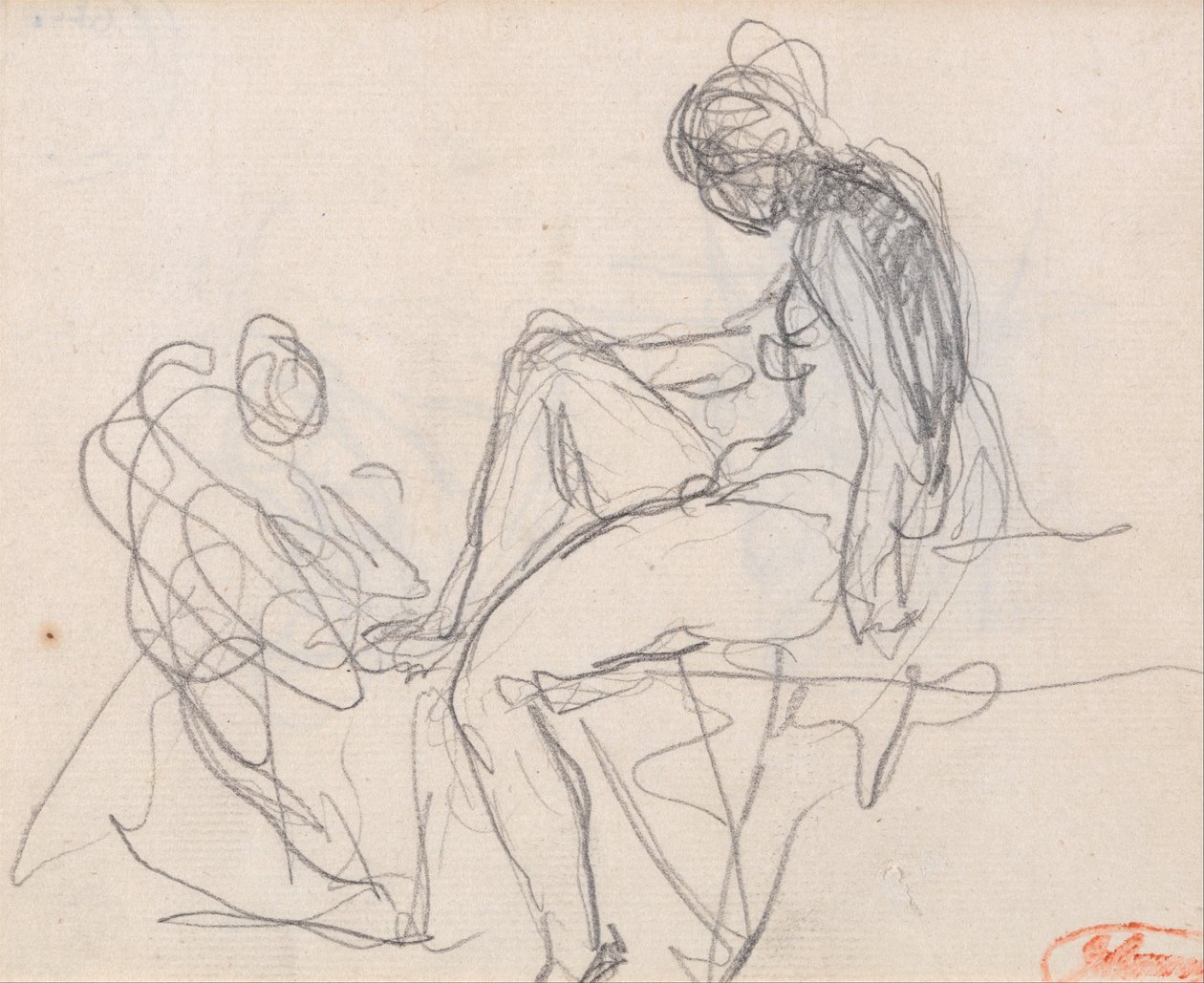 Duas figuras: Provavelmente para o banho de Diana de George Romney